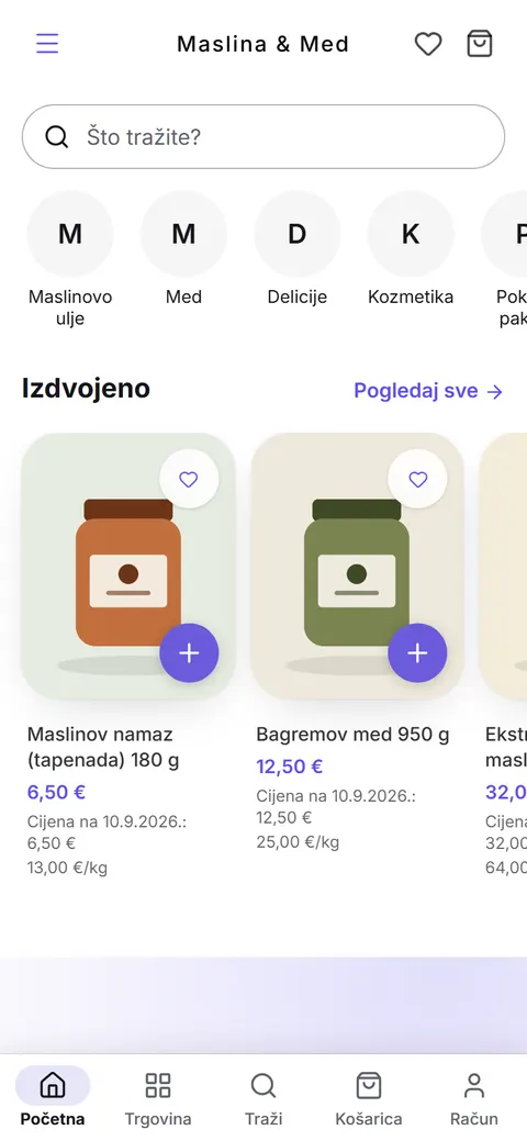 Predložak Aurora na mobitelu: početna stranica trgovine