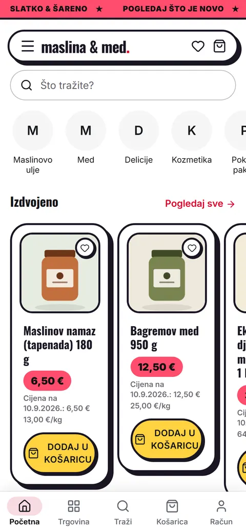 Predložak Bombon na mobitelu: početna stranica trgovine