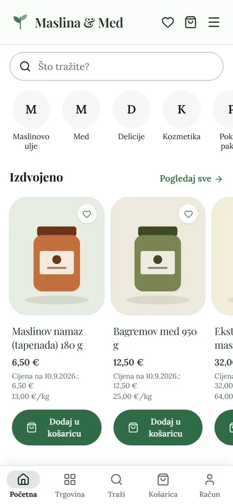 Predložak Botanik na mobitelu: početna stranica trgovine
