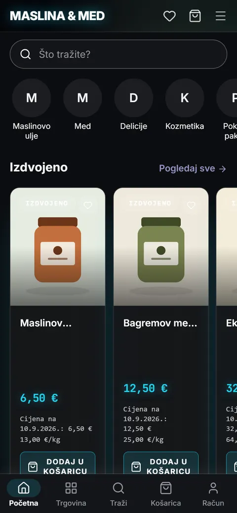 Predložak Neon na mobitelu: početna stranica trgovine