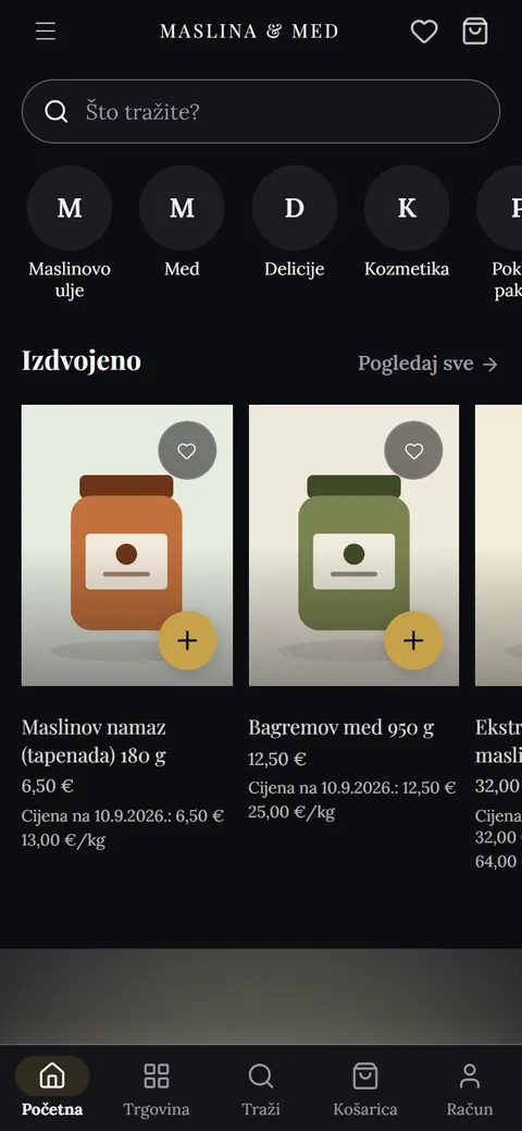 Predložak Nokturno na mobitelu: početna stranica trgovine