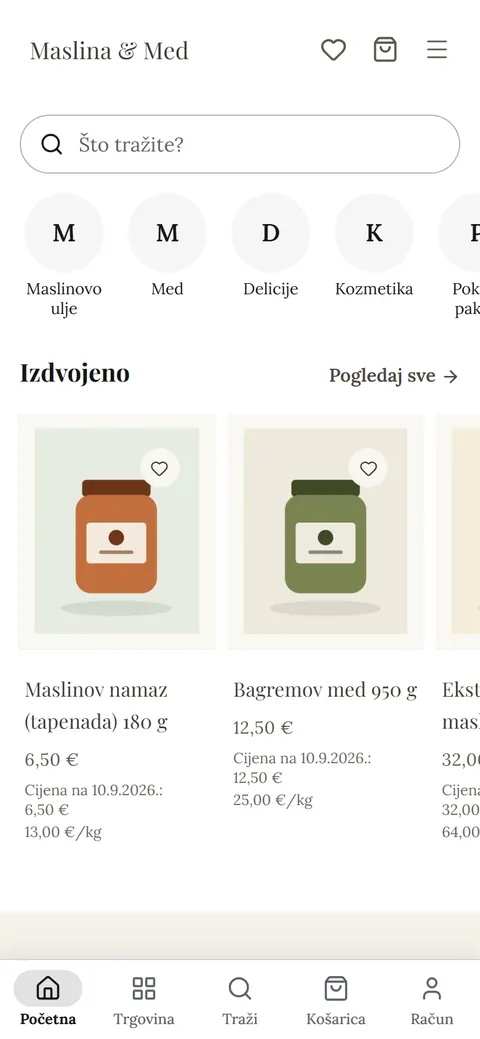 Predložak Zen na mobitelu: početna stranica trgovine